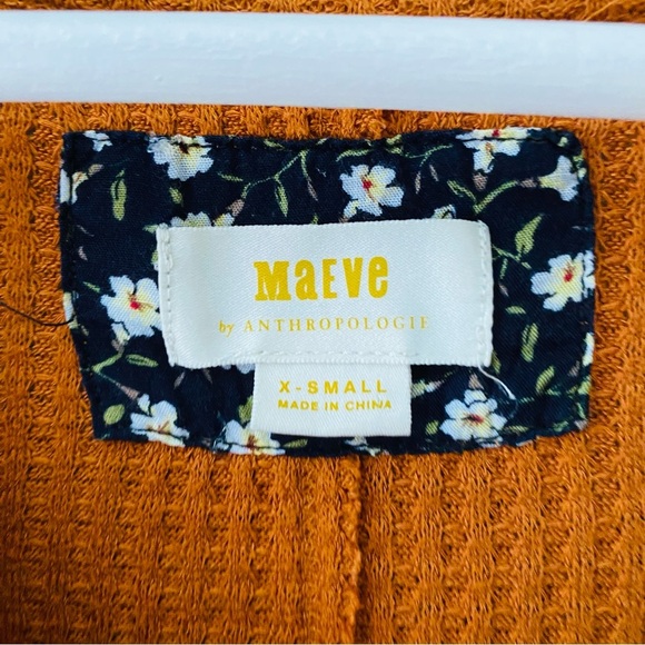 Maeve by Anthro. V-Neck Long Sleeve Top Burnt Orange Sz XS - Picture 4 of 9